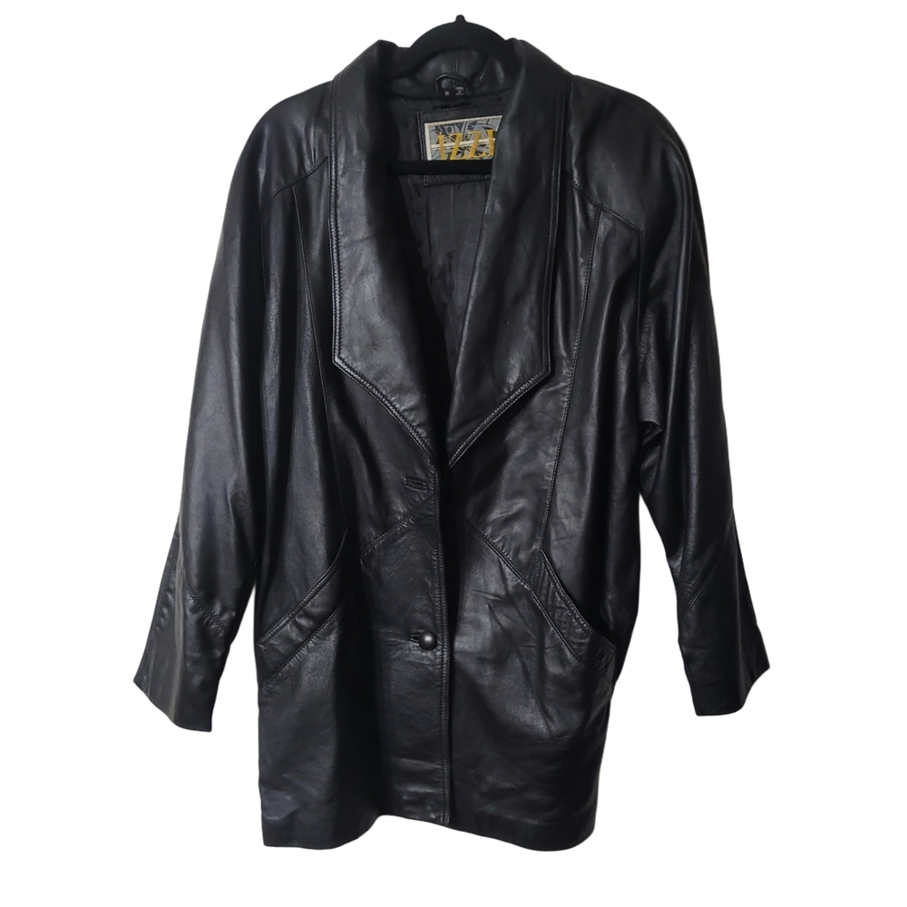 Izzy Late 80's Early 90's Classic Black Leather Jacket Size Medium
